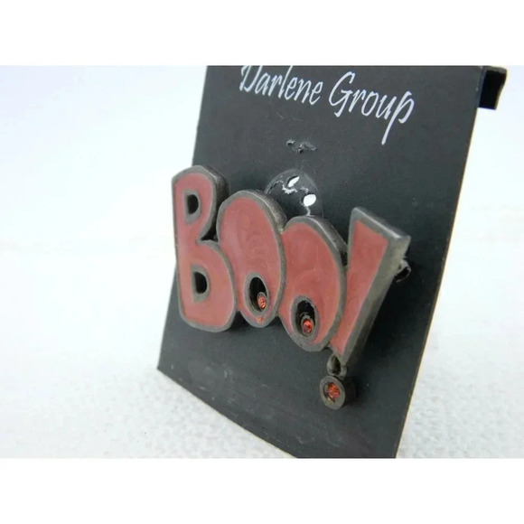 Halloween BOO Red Enamel Rhinestone Darlene - Picture 3 of 4